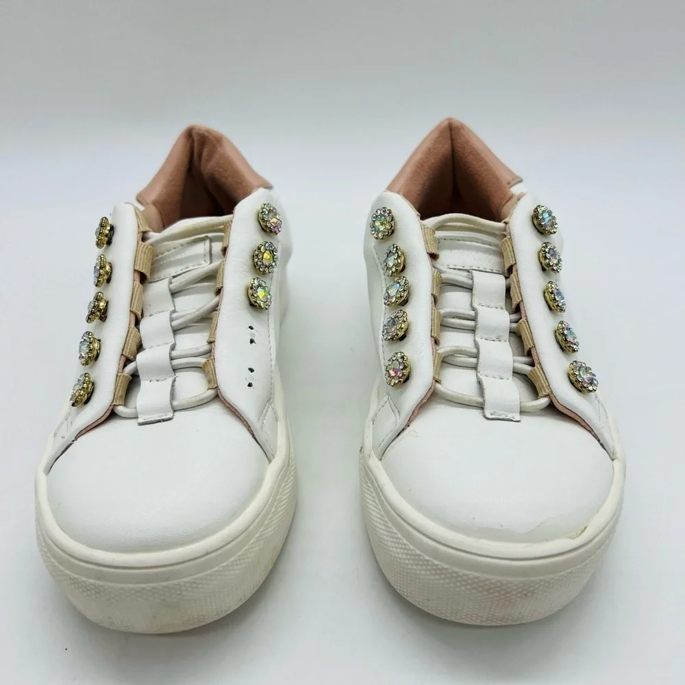 KURT GEIGER GIRLS SLIP ON MINI LAVIAH SNEAKERS WITH CRYSTAL ACCENTS SIZE 11 MOS
